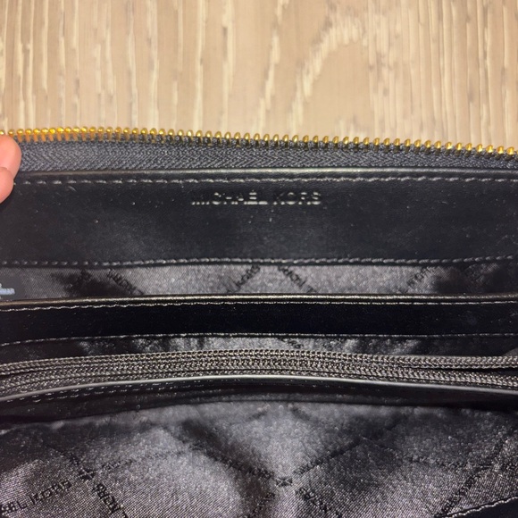 Michael Kors Black Pebbled Leather Wristlet with Gold Details - Picture 5 of 7